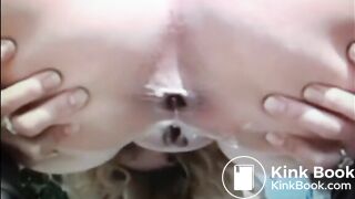 Blonde girl shit and piss closeup