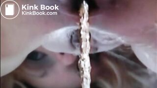 Blonde girl shit and piss closeup