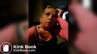 Blonde housewife pooping in white panties
