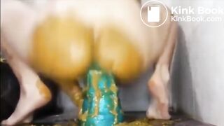 Scat dildo anal fuck and extreme messy fisting xxx