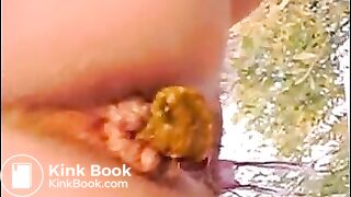 Girl shitting outdoor closeup