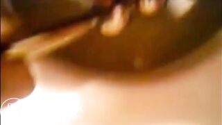 Girl shitting in the toilet and inserting dildo on her asshole