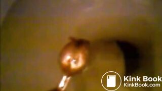 Girl shitting in the toilet and inserting dildo on her asshole