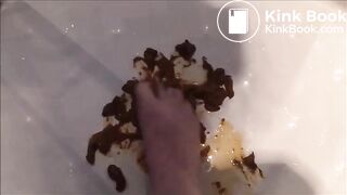 Girl shit and piss in the shower and put her feet on it