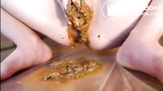 Shaved girl masturbating with diarrhea
