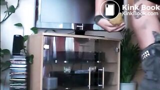 Perfect butt babe shit on her hand