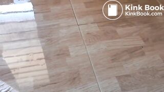 Sexy lady pooping on the floor