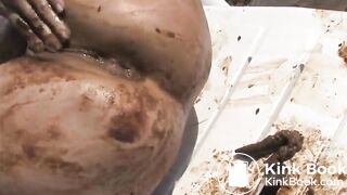 Dirty MILF shitting smearing and masturbating outdoor