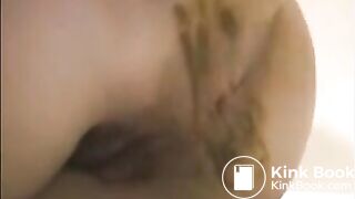 Dirty ass milf farting with shit