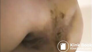 Dirty ass milf farting with shit