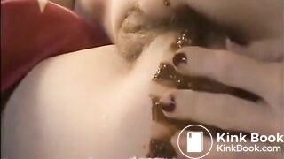 Girl shitting diarrhea on bed and smear shit on her butt