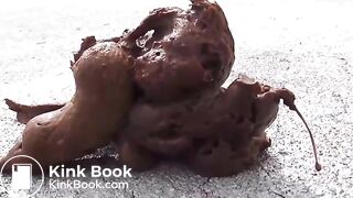 Pretty Asian girl shits outside