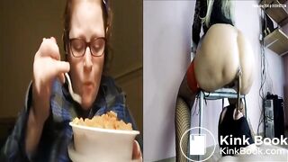 ugly redhead eat ansd shit
