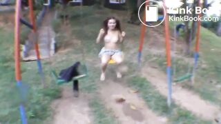 Naughty girl shitting at the playground