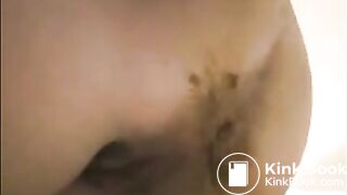 Milf is shoving her pulsating asshole with shit