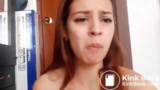 Sexy girl shitting and tasting