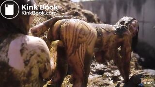 Manure Sports Dunghill Climbing - Rada Brewer and Lyndra Lynn masturbating in cowshit