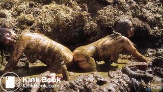 Manure Sports Dunghill Climbing - Rada Brewer and Lyndra Lynn masturbating in cowshit