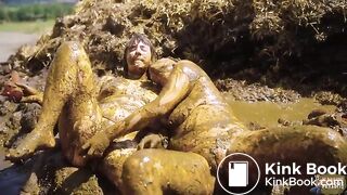 Manure Sports Dunghill Climbing - Rada Brewer and Lyndra Lynn masturbating in cowshit