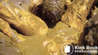 Manure Sports Dunghill Climbing - Rada Brewer and Lyndra Lynn masturbating in cowshit