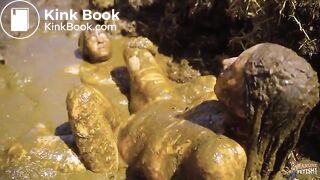 Manure Sports Dunghill Climbing - Rada Brewer and Lyndra Lynn masturbating in cowshit