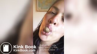 Kinky BBW eating her own waste