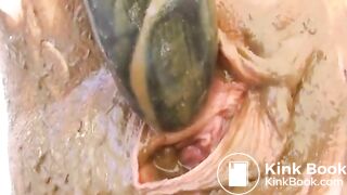 hot blonde cums hard with shit