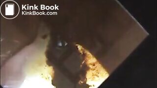 Woman shit and piss on a mirror table