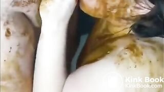 Scat BBW whore gets full mouth of shit