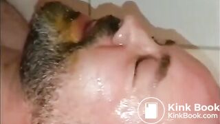 Scat BBW whore gets full mouth of shit