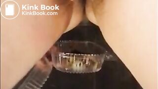 Girl masturbating her hairy cunt with shit