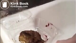 Girl masturbating her hairy cunt with shit