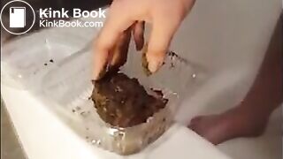 Girl masturbating her hairy cunt with shit