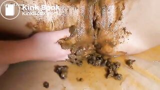 Messy lesbian scat session