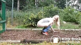 Cute German girl fertilizes her own soil
