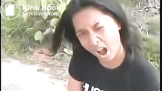 Cute brunette Latina girl poops hard log