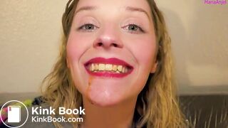 Hot teen with shit in her mouth