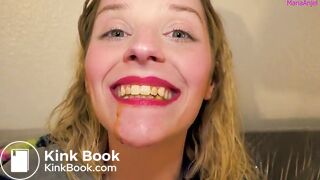 Hot teen with shit in her mouth