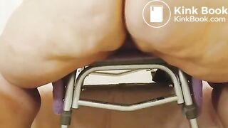 Big ass SSBBW shits on a stool