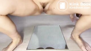 Shiting and grooling on a mirror
