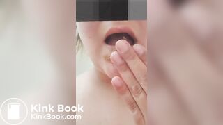 Anon woman eats shit in close up