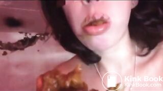 Amateur scat whore eating and swallowing shit compilation