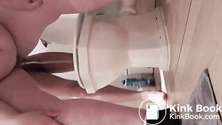 BBW Pisses and shits over toilet with a friend