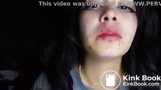 Cute teen eats her shit for the first time