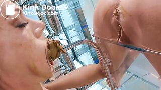 Shitting into her stretched open mouth