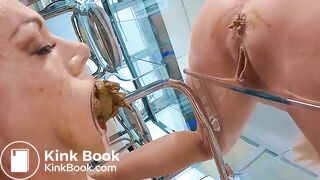 Shitting into her stretched open mouth