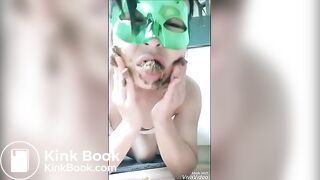 Amateur shit eater slut pooping her panties