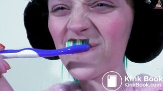 Teen Brushes Her Teeth With  feces