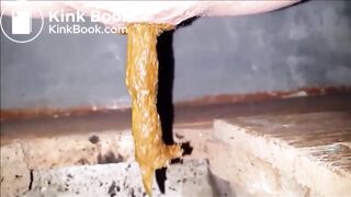 Constipated girl non stop shitting in a dirty toilet