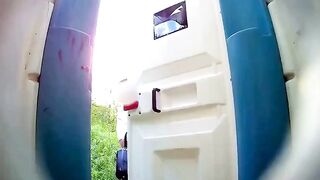 Unsuspecting Woman Caught Taking A Shit In A Porta-Potty